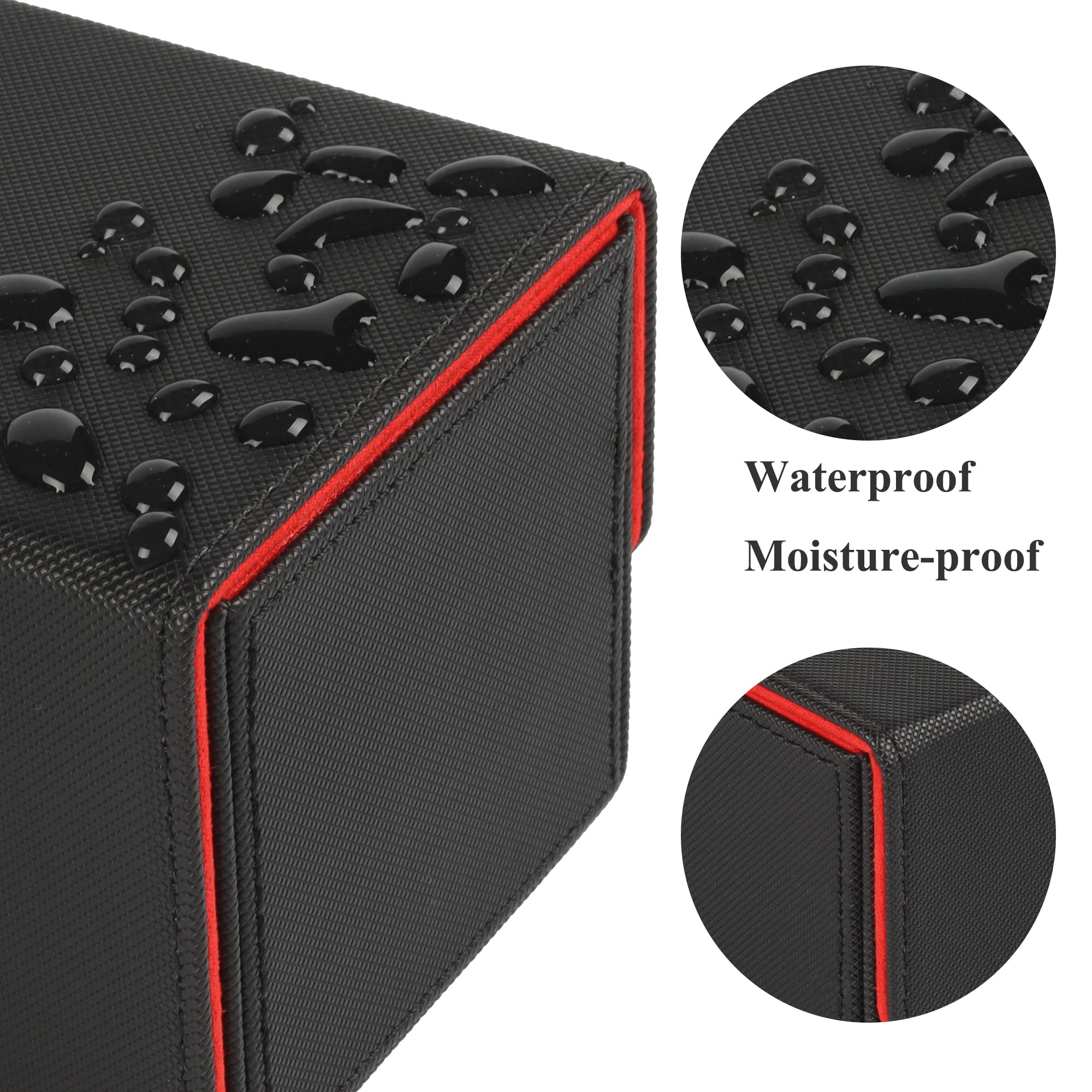 ÆGIS GUARDIAN Card Deck Box for MTG – Leather Commander Deck Case Holds 120+ Sleeved Cards, Strong Magnets, Red Interior