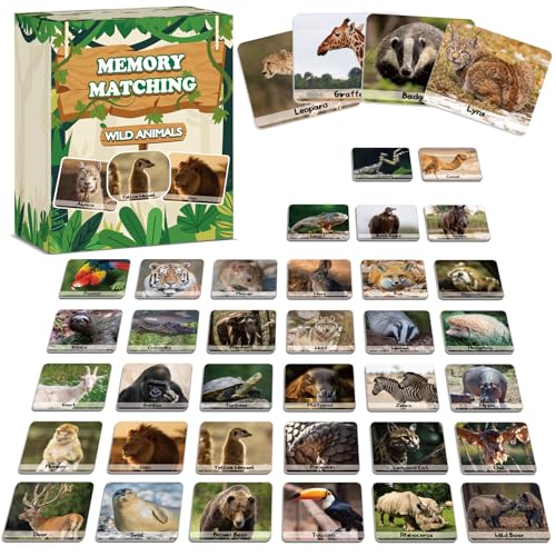 gisgfim 100-Card Wild Animals Memory Matching Game – 50 Pairs for Kids