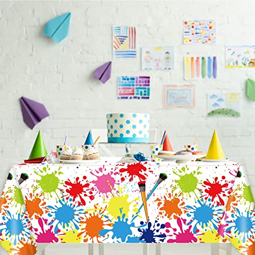 gisgfim 3 Pack Art Party Tablecloths - 105x54 Inch Plastic Paint Themed Table Cover - Waterproof Rectangular Decor for Kids Birthday