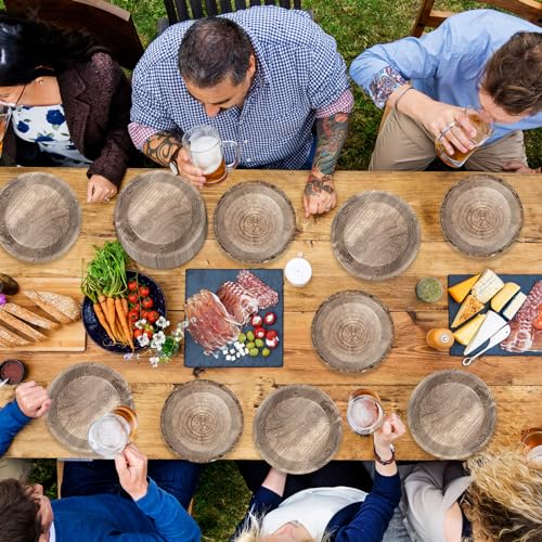 gisgfim 48-Piece Rustic Wooden Tree Party Plates Set for Lumberjack Camping Hunting Themes