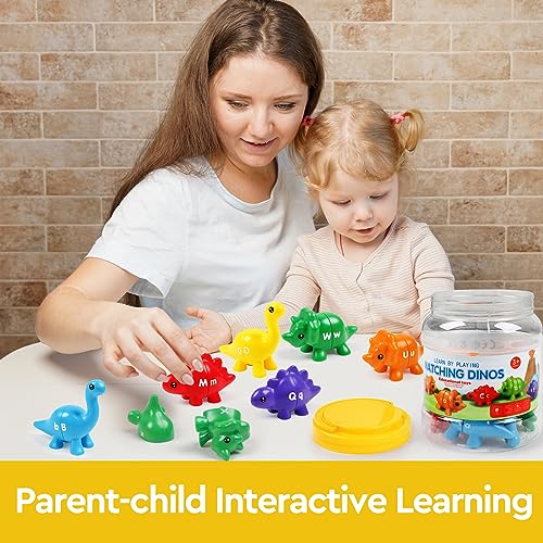 GKDOMS Alphabet Dinosaurs Letter Matching Toy – 13 Double-Sided Dinos for Uppercase & Lowercase Learning, Fine Motor Skills