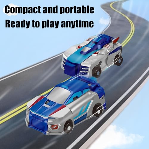 Gkiozu 2-in-1 Magnetic Dinosaur Car Toy: Crash & Transform Vehicle to Dino, No Batteries, Ages 3-12 (Blue Dragon)