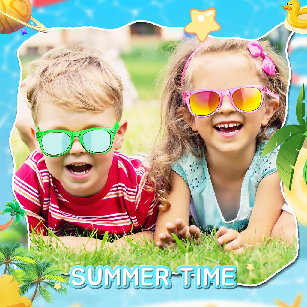 GKTZ Kids Sunglasses 16-Pack – Neon Party Favors with UV 400 Protection for Ages 3-8