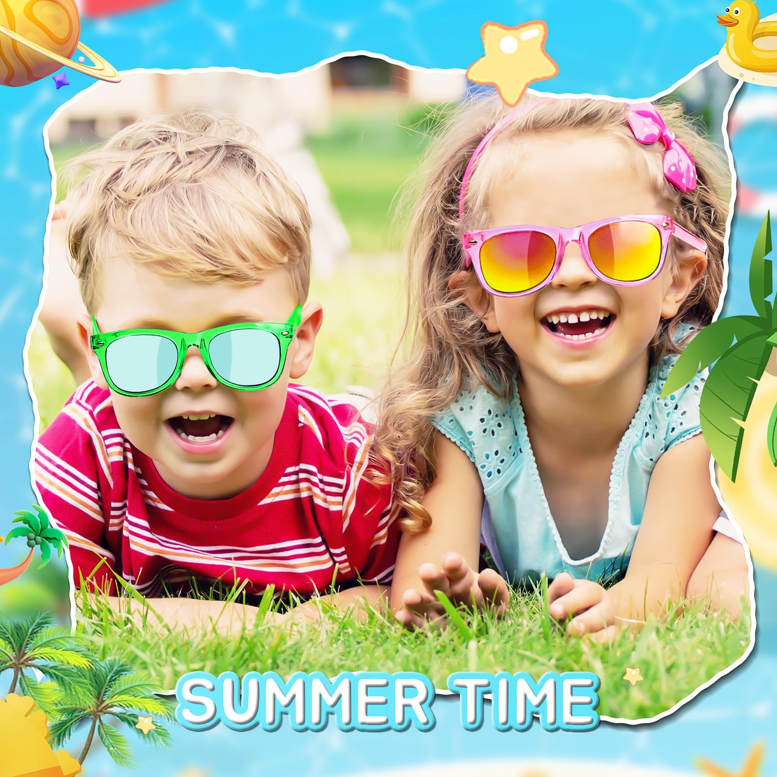 GKTZ Kids Sunglasses 16-Pack – Neon Party Favors with UV 400 Protection for Ages 3-8