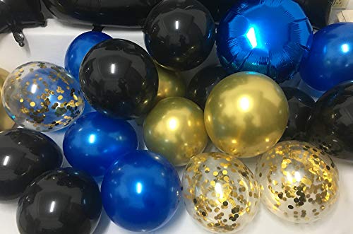 Glabby 21st Birthday Balloon Decoration Kit for Him – Black, Blue & Gold, Jumbo 21 Foil, Latex Balloons