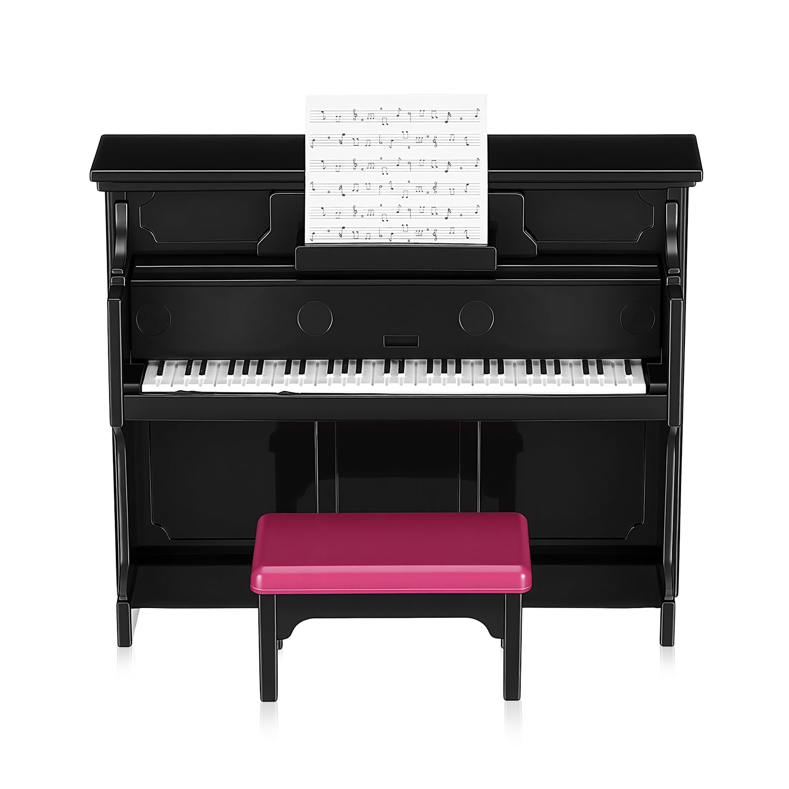 GLEAVI Mini Upright Piano Set with Stool and Music Score for Dollhouse Decor, 1:12 Scale