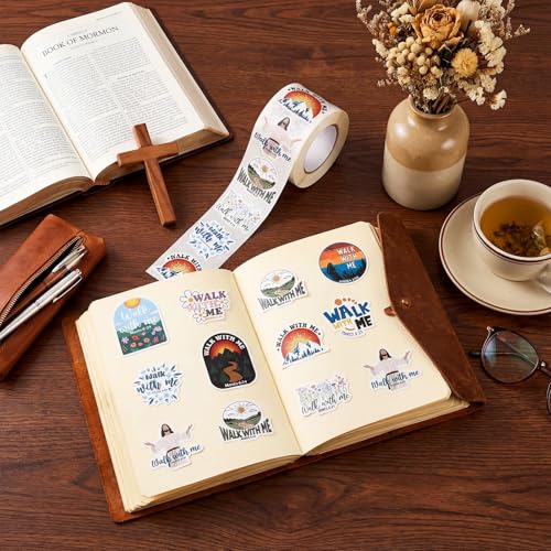 Glenmal 1000 Walk with Me Stickers 2026 Mormon Youth Theme Moses 6:34 - Waterproof Religious Decals for Baptism, Missionaries, Church Events