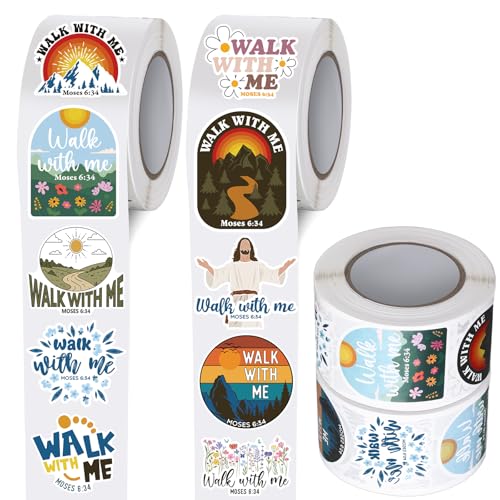 Glenmal 1000 Walk with Me Stickers 2026 Mormon Youth Theme Moses 6:34 - Waterproof Religious Decals for Baptism, Missionaries, Church Events