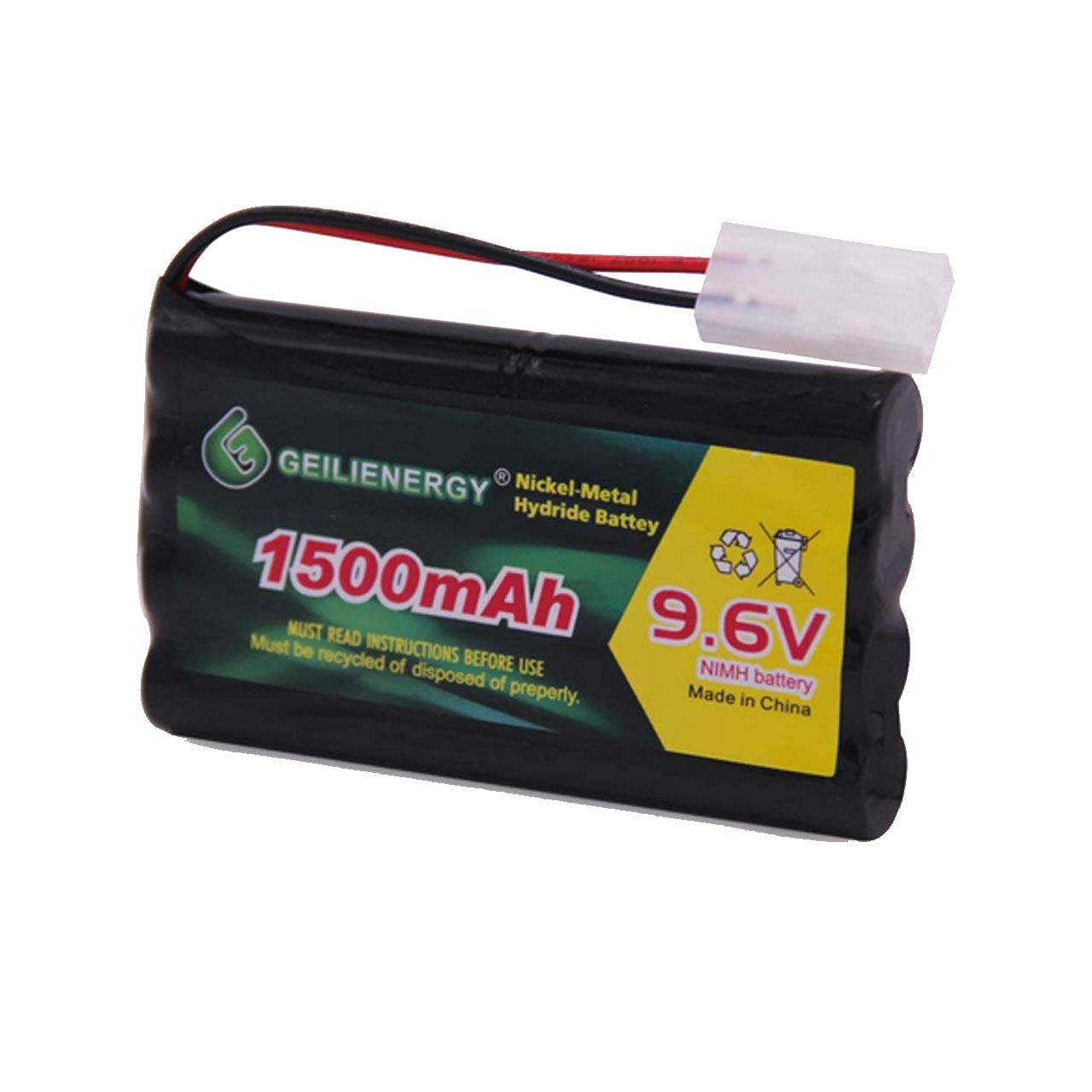 GLEPOWEER 9.6V NiMH 1500mAh Battery Pack with Standard Tamiya Connector for RC Cars and Diagnostic Scanners