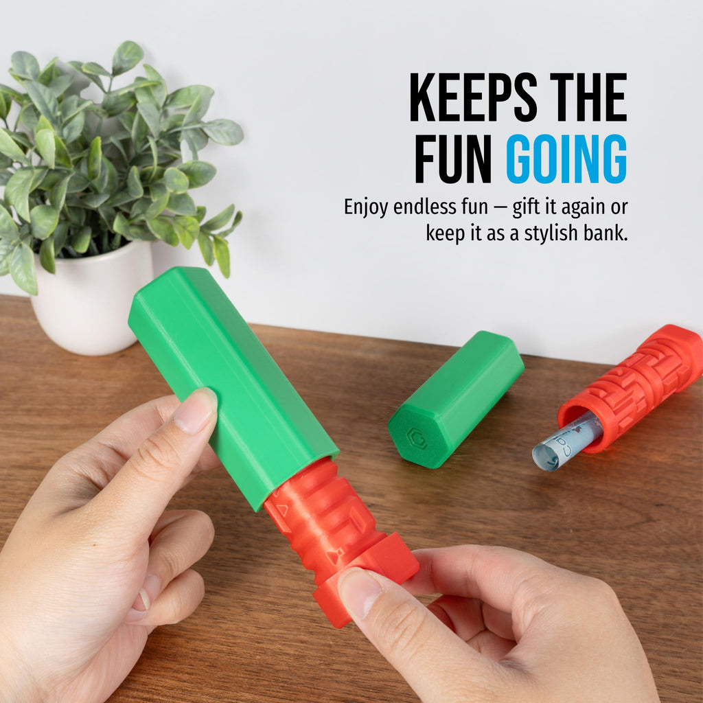 Glistco Money Maze Gift Box – Reusable Labyrinth Puzzle Cash Holder for Birthdays & Holidays (Red & Green)