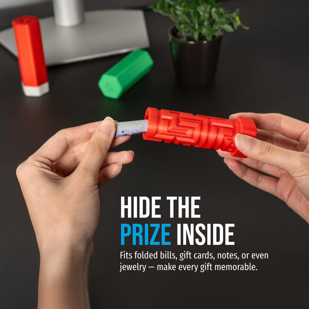 Glistco Money Maze Gift Box – Reusable Labyrinth Puzzle Cash Holder for Birthdays & Holidays (Red & Green)