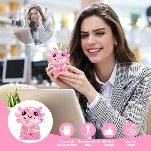 Glitter Axolotl Squishy – Slow Rising Pink Squeeze Toy for Stress Relief and Focus