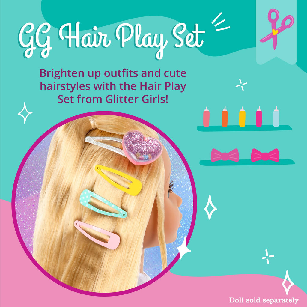 Glitter Girls 14-Inch Doll Hair Play Set – 16-Piece Styling Accessories for Kids Ages 3+