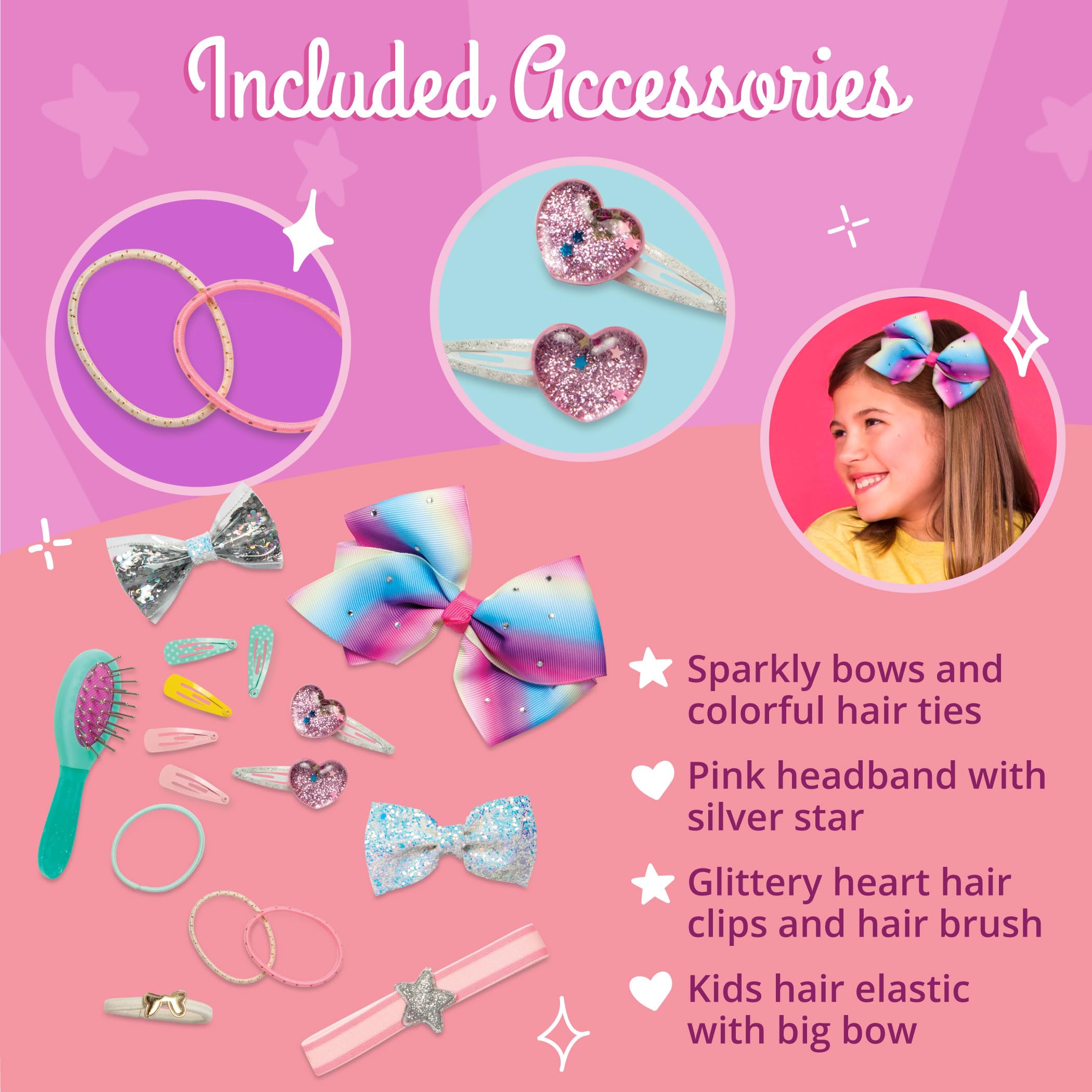 Glitter Girls 14-Inch Doll Hair Play Set – 16-Piece Styling Accessories for Kids Ages 3+