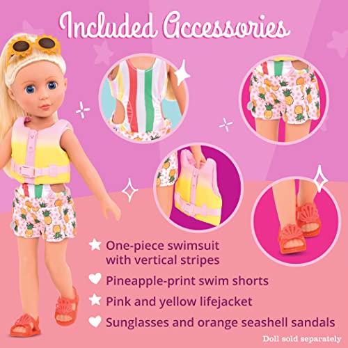 Glitter Girls Bright as The Sun Swimsuit Set for 14-Inch Dolls