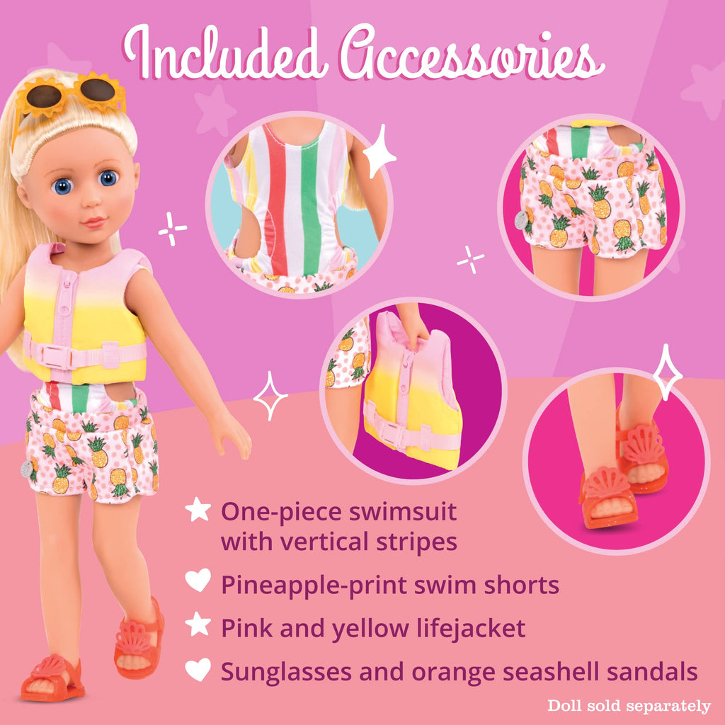 Glitter Girls Bright as The Sun Swimsuit Set for 14-Inch Dolls