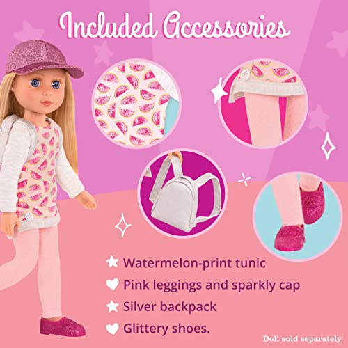Glitter Girls Head to Toe Glimmer Tunic & Leggings Set for 14-Inch Dolls, Pink, Ages 3+