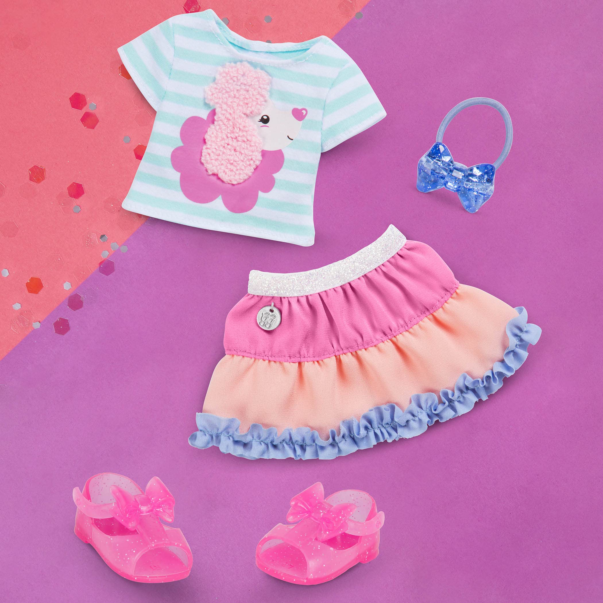Glitter Girls Poodle Cuddles Doll Outfit – 14-Inch Fashion Set with Hair Bow