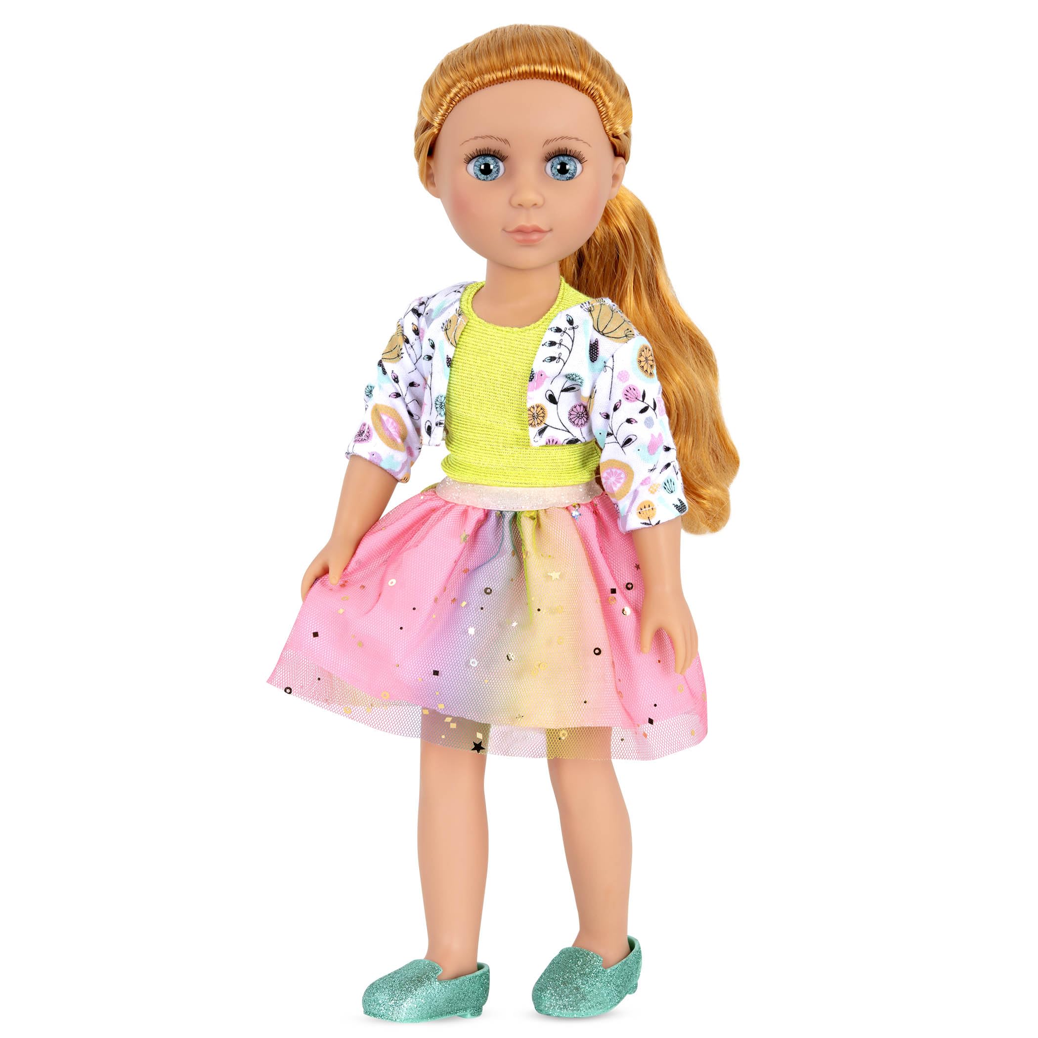Glitter Girls Shimmer Glimmer Floral Fashion Outfit for 14-Inch Dolls – Urban Top, Flower Jacket & Tutu Skirt Set