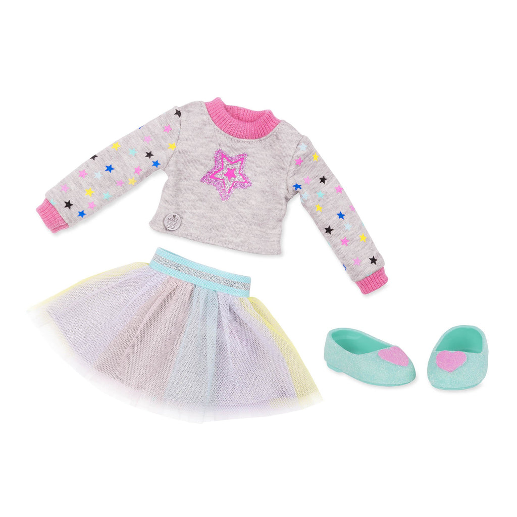 Glitter Girls Shine Bright Outfit – Doll Clothes for 14-Inch Dolls (Sweater, Tutu, Shoes)