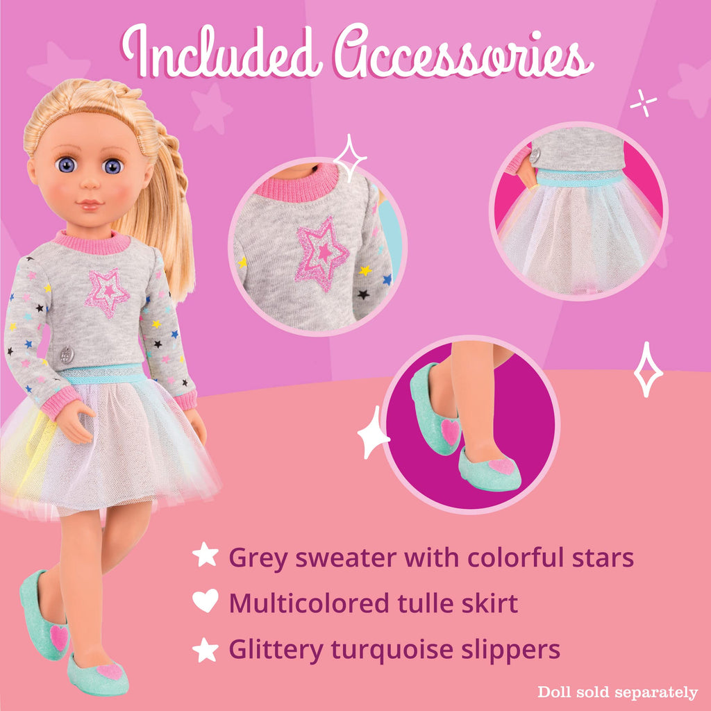 Glitter Girls Shine Bright Outfit – Doll Clothes for 14-Inch Dolls (Sweater, Tutu, Shoes)