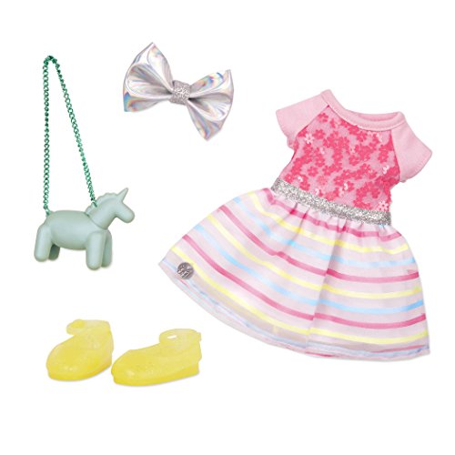 Glitter Girls Shiny Flowers in Bloom Outfit for 14-Inch Dolls – Rainbow Dress, Unicorn Purse, Glitter Shoes – Ages 3+