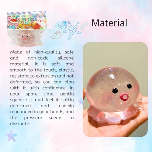 Glitter Pink Crystal Sequin Octopus Squishy – Slow-Rising Stress Toy by JINGGWW