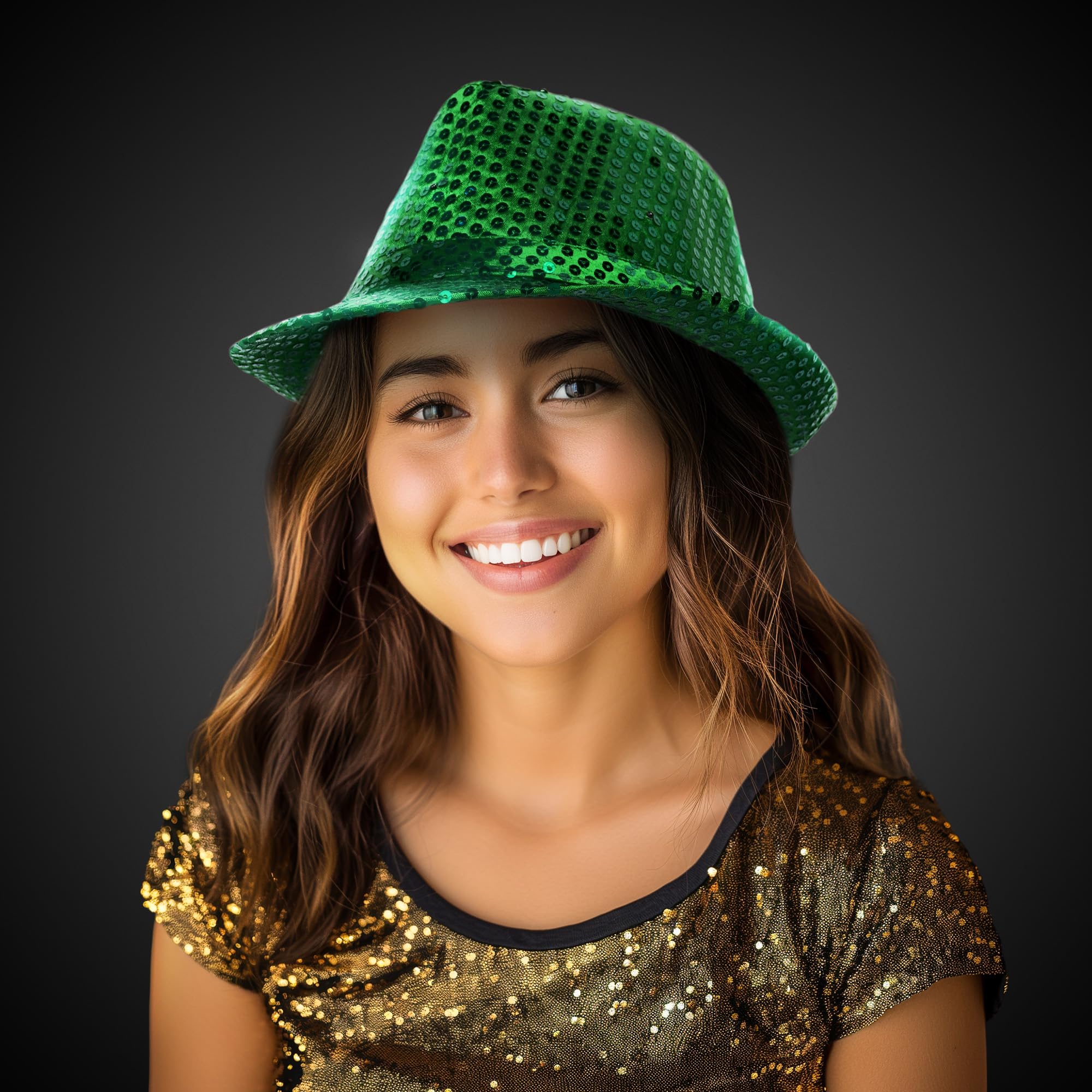 Glittering Sequin Fedora for St. Patrick's Day – Unisex Party Hat by Windy City Novelties