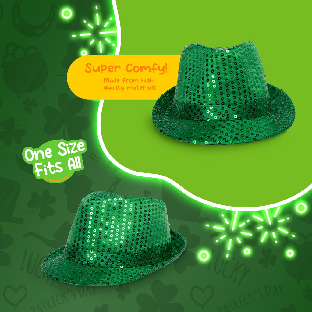Glittering Sequin Fedora for St. Patrick's Day – Unisex Party Hat by Windy City Novelties