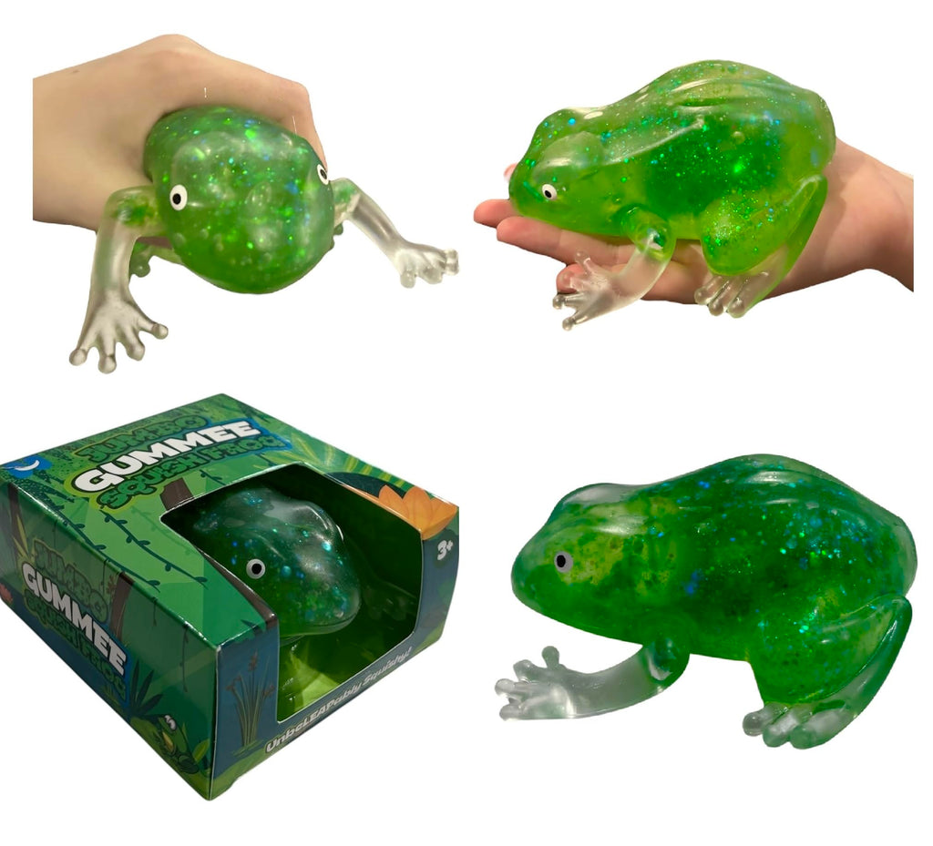 Glittery Jumbo 4-Inch Maltose Sugar Squish Frog – Slow-Rise Sensory Stress Ball Fidget Toy (Green, 1 Pack)