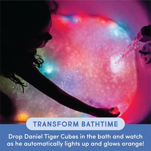 Glo Pals Daniel Tiger Water-Activated Light-Up Bath Toys - Pack of 4 Sensory Cubes for Bathtime Fun