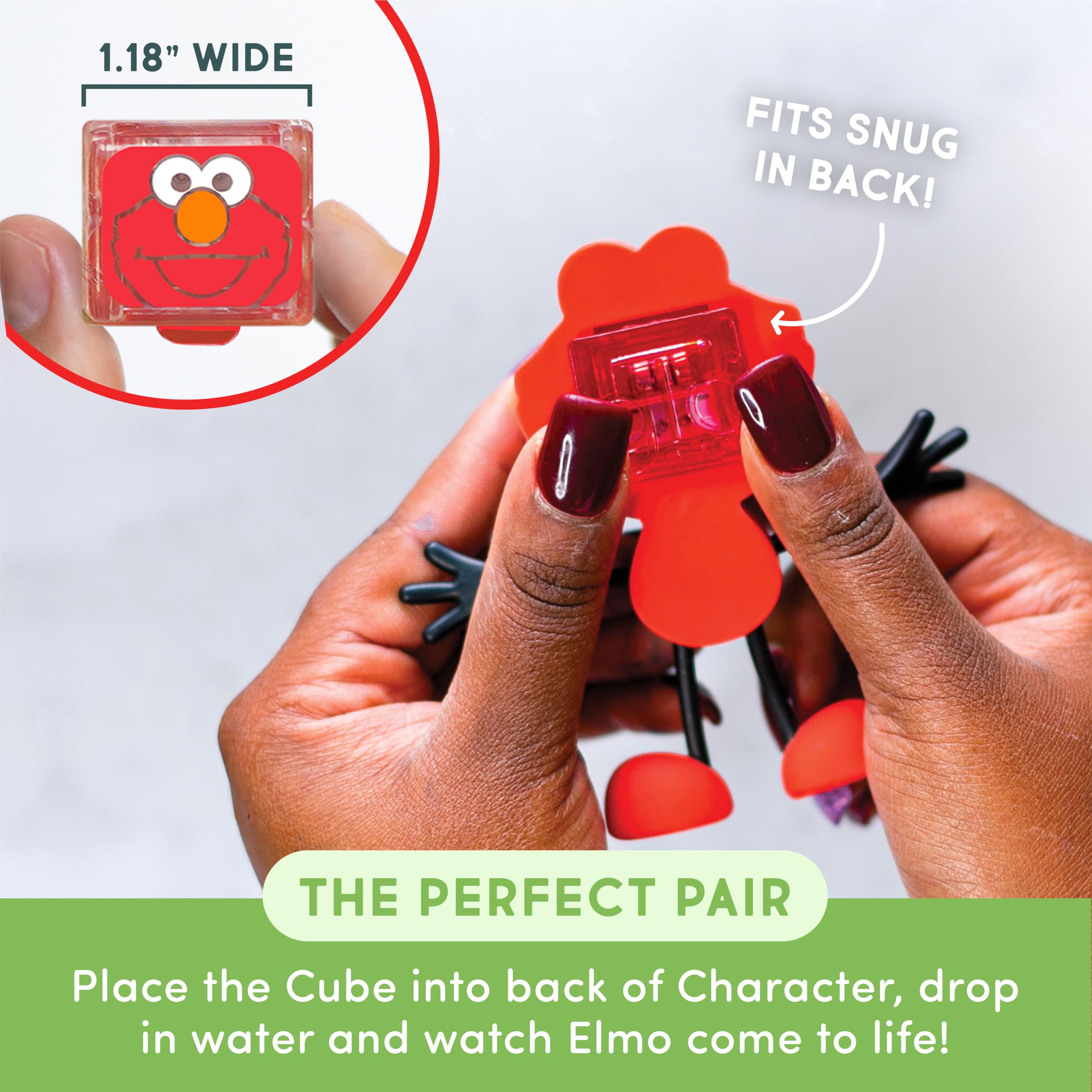 Glo Pals Sesame Street Elmo Water-Activated Light-Up Bath Toy Cubes – Pack of 6, Red Glow