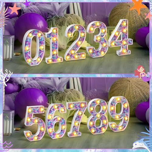 Glooglitter Mermaid LED Number 5 - Glowing Mermaid Scale Party Decoration