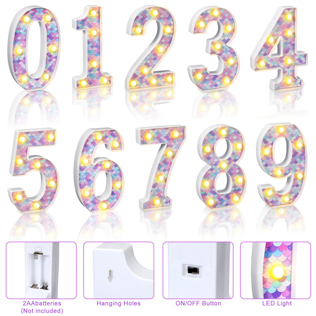 Glooglitter Mermaid LED Number 5 - Glowing Mermaid Scale Party Decoration