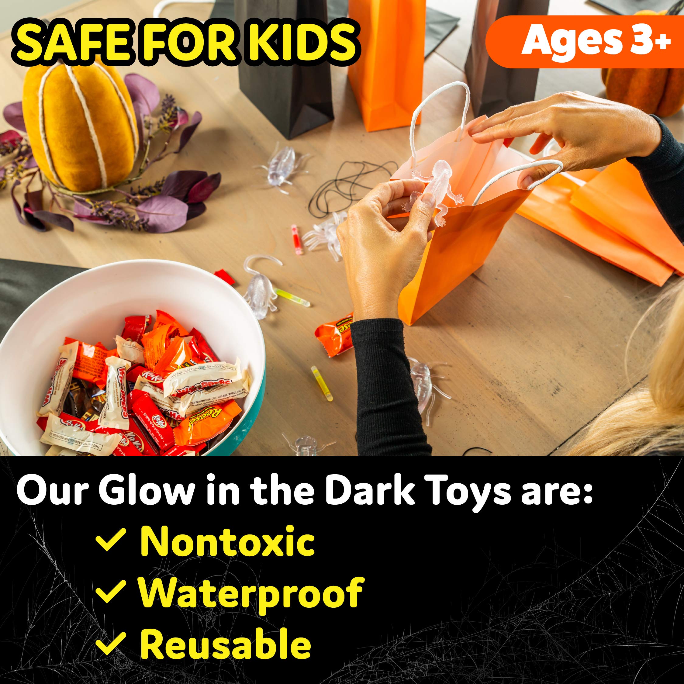 Glow Critters 30-Pack: Glow-in-the-Dark Fake Bug Toys & Mini Glow Sticks for Easter Eggs, Halloween Party Favors, and Basket Stuffers