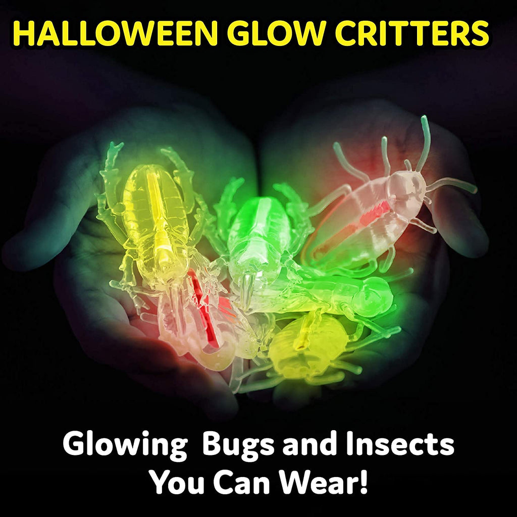 Glow Critters 50-Pack Glow-in-the-Dark Bug Toys & Glow Sticks – Party Favors & Easter Egg Fillers