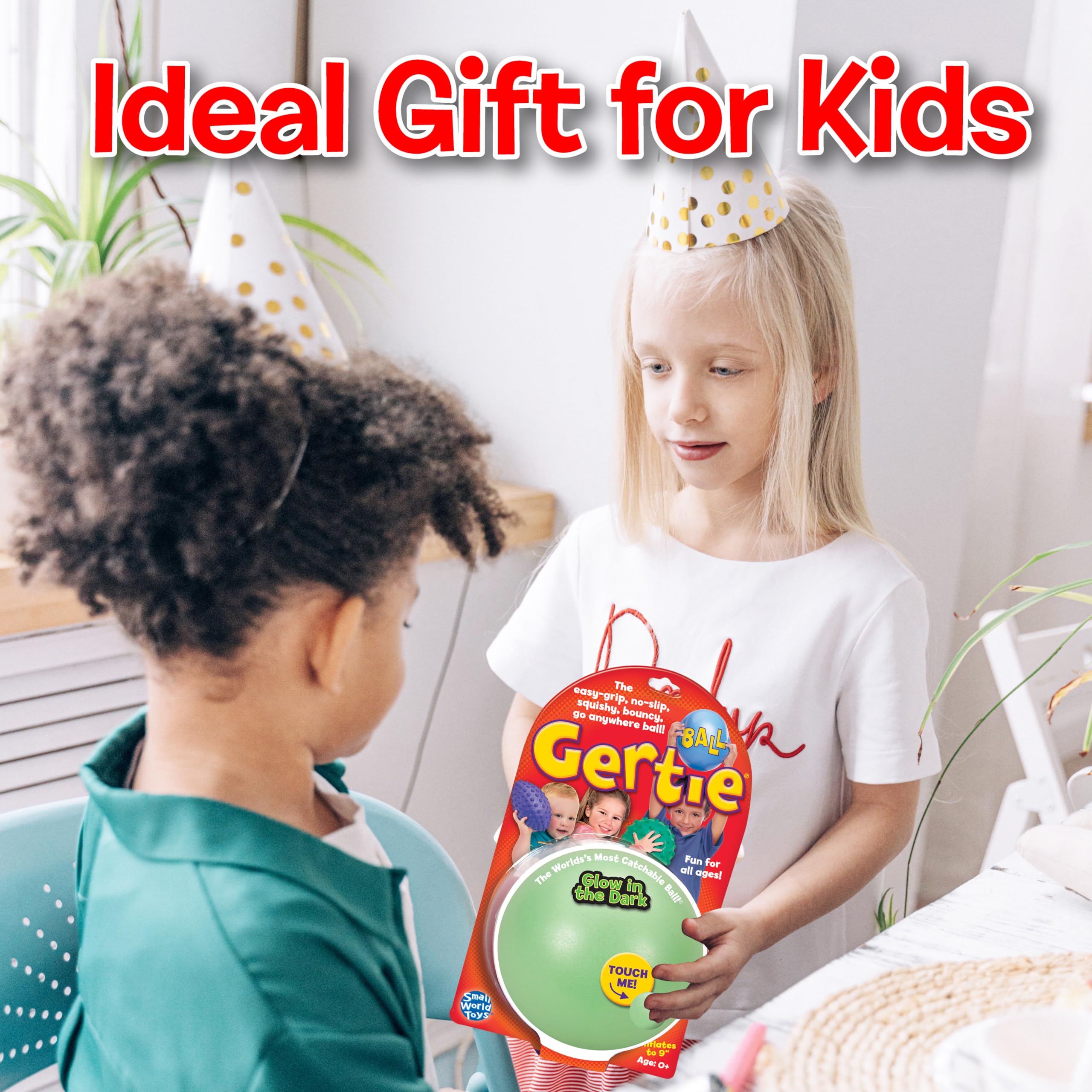 Glow in the Dark Gertie Handball by Small World Toys – 9-Inch Inflatable Sensory Ball for Toddlers Ages 3+
