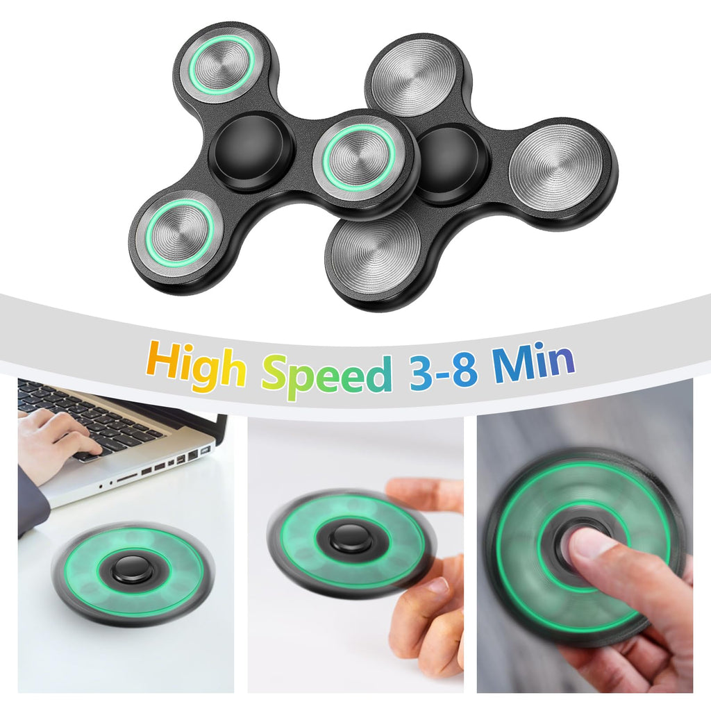Glow-in-the-Dark Metal Fidget Spinner - Silent, Durable, 3-8 Min Spin Time - Stress Relief Desk Toy