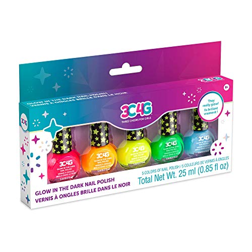 Glow in the Dark Nail Polish Set for Kids - 5 Neon Colors, Non-Toxic, Water-Based, Ages 8+ - 3C4G