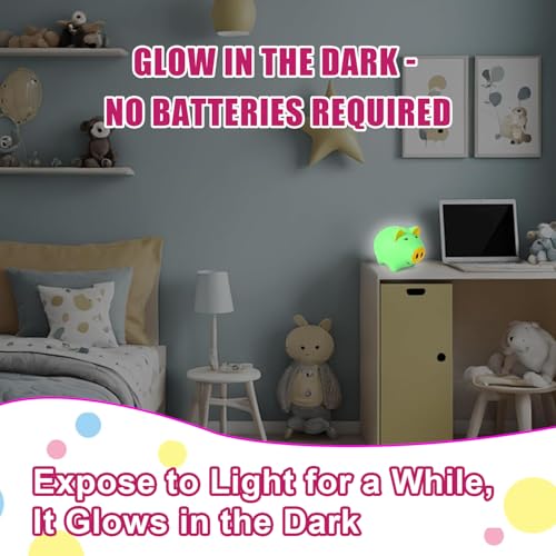 Glow in the Dark Piggy Bank for Kids - Unbreakable Plastic Coin Bank, 800 Coin Capacity, Safe for Toddlers Age 2+