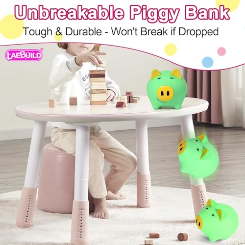 Glow in the Dark Piggy Bank for Kids - Unbreakable Plastic Coin Bank, 800 Coin Capacity, Safe for Toddlers Age 2+