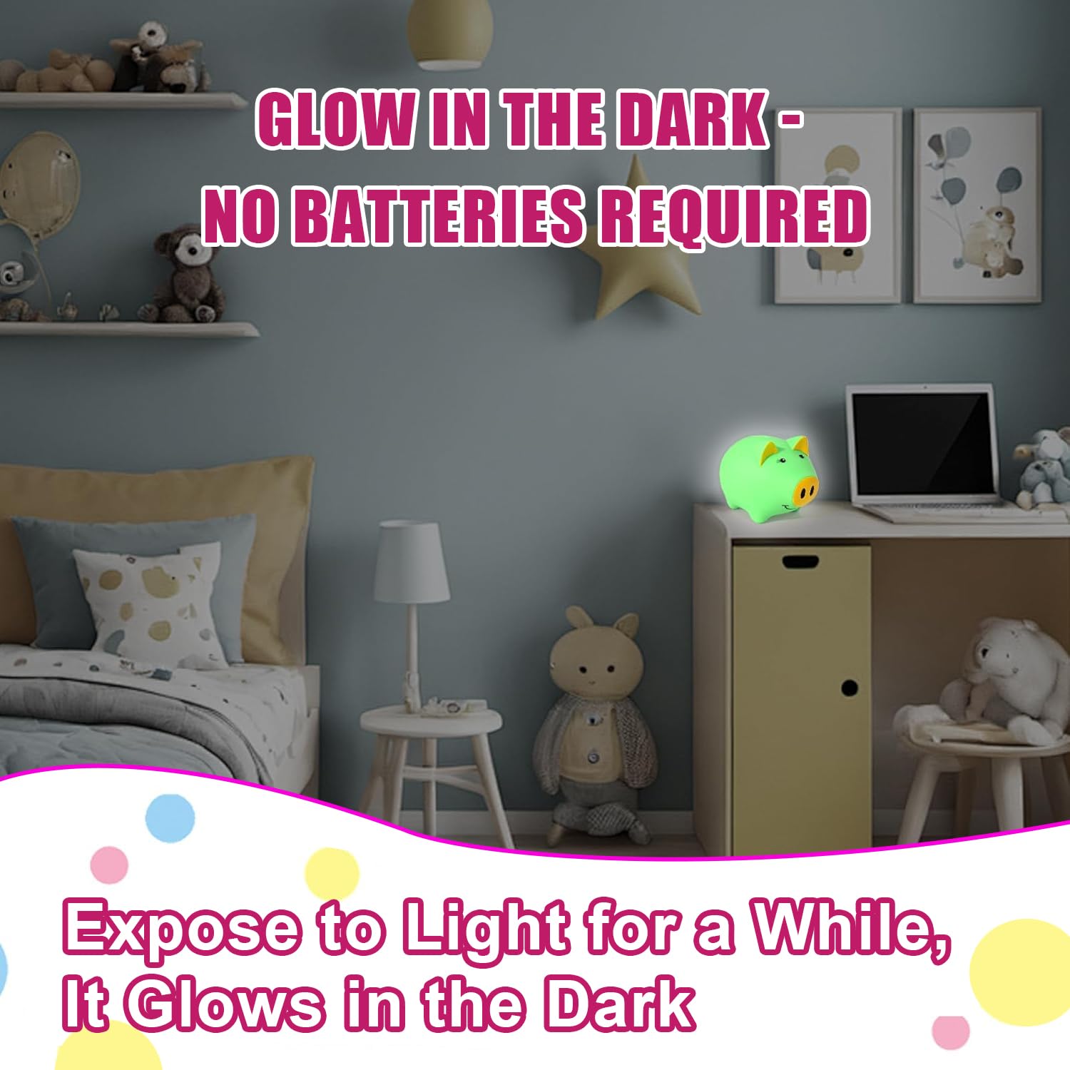 Glow in the Dark Piggy Bank for Kids - Unbreakable Plastic Coin Bank, 800 Coin Capacity, Safe for Toddlers Age 2+