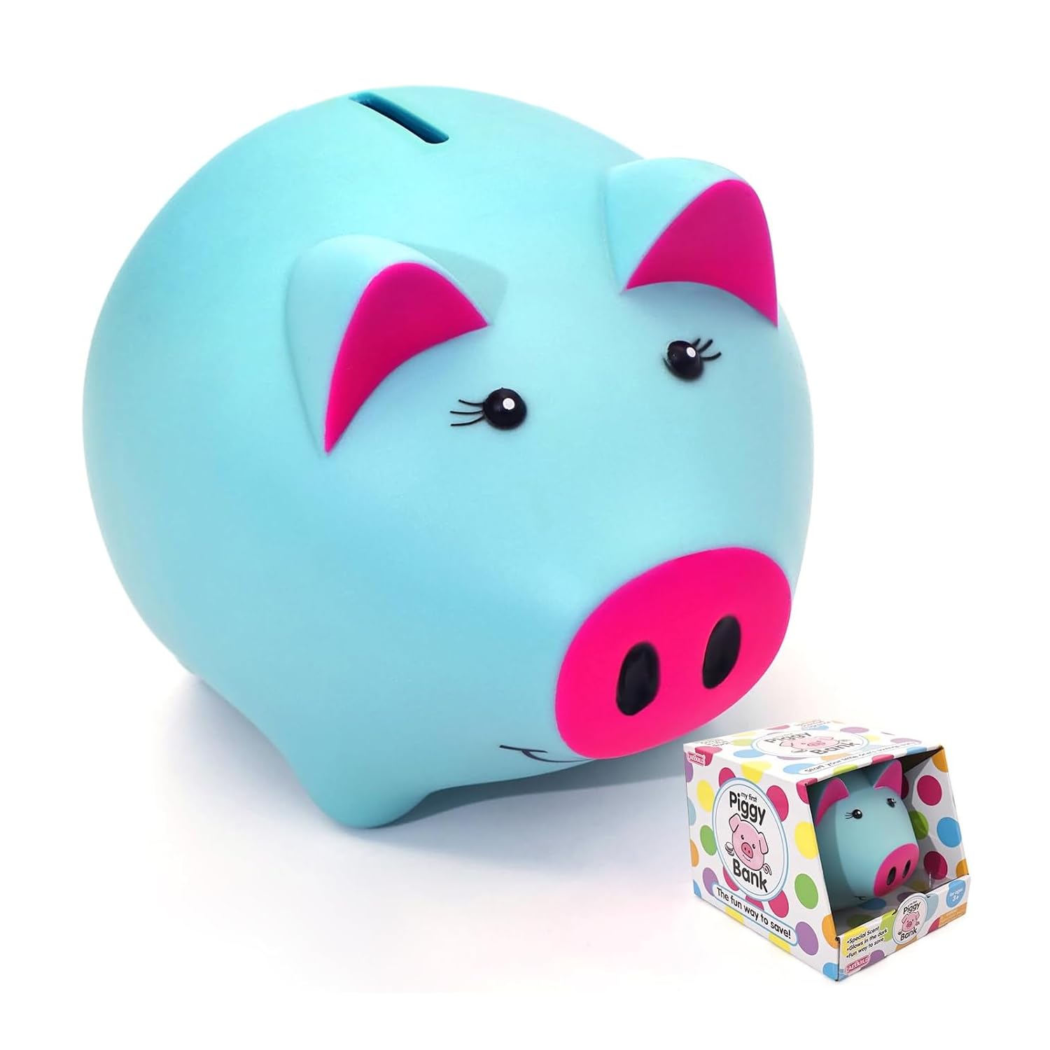 Glow in the Dark Piggy Bank for Kids - Unbreakable Plastic Coin Bank, Holds 800 Coins, Cute Savings Box for Toddlers Boys Girls