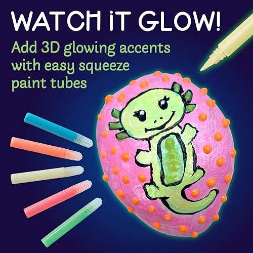 Glow-in-the-Dark Rock Painting Kit for Kids - 10 Rocks, Paints & Transfers