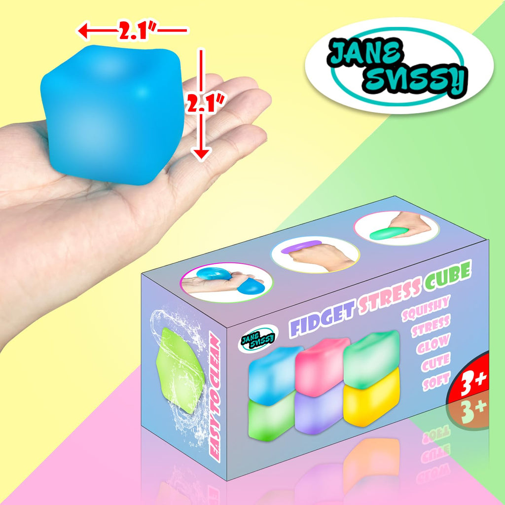 Glow in the Dark Stress Cubes (2-Pack) – Blue & Purple Squishy Fidget Toys