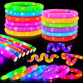Glow Sticks 4th of July Party Favors for Kids 12-Pack with Fidget Pop Tubes - Neon Bracelets & Necklaces for Birthday, Camping, Dance