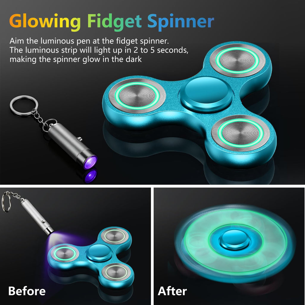 Glowing Fidget Spinner – Metal Silent Light-Up Toy for Stress Relief, Spins 3-8 Minutes