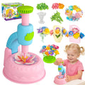 Glowsprout DIY Flower Garden Building Toy - 190+ Pieces Arts and Crafts Kit for Kids Ages 4-10, Pink