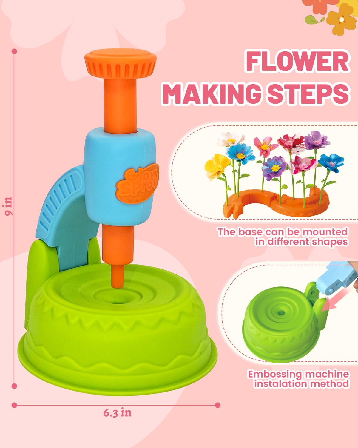 Glowsprout Flower Garden Building Toys for Kids - 190+ Piece DIY Arts and Crafts Kit (Blue)