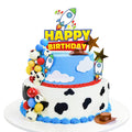 GLURUITE 57-Piece Cartoon Story Birthday Cake Toppers Set - Rocket, Cloud, Star, Cow Print Decorations